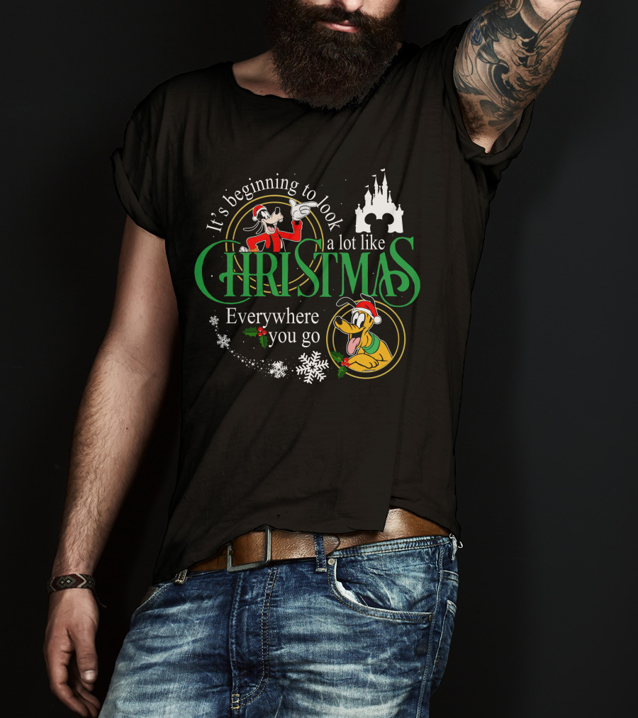 It's Beginning To Look A Lot Like Christmas Everywhere You Go Goofy Pluto T-Shirt