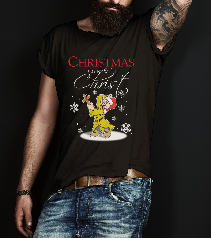 Christmas Begins With Christ Dopey Snowflakes T-Shirt