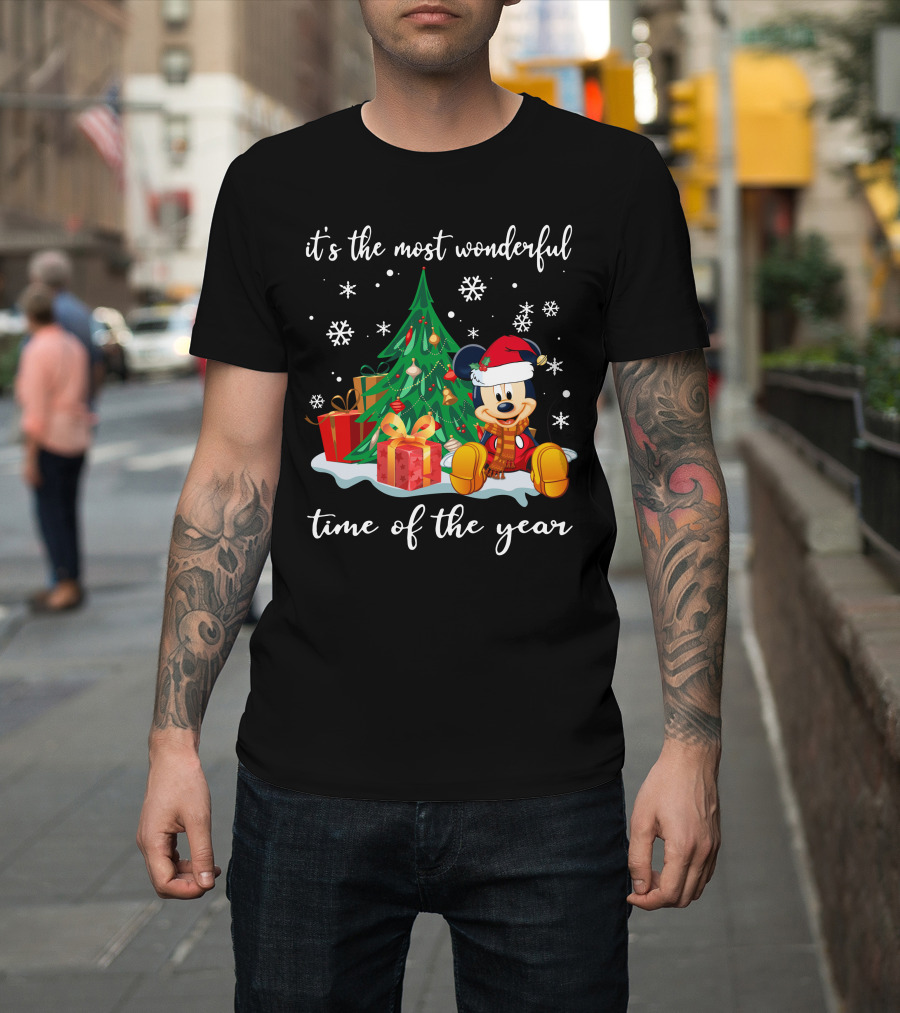 It's The Most Wonderful Time Of The Year Mickey Christmas Tree Gifts Snowflakes T-Shirt