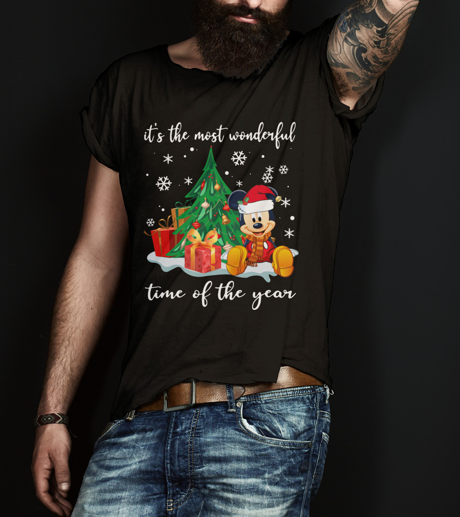 It's The Most Wonderful Time Of The Year Mickey Christmas Tree Gifts Snowflakes T-Shirt
