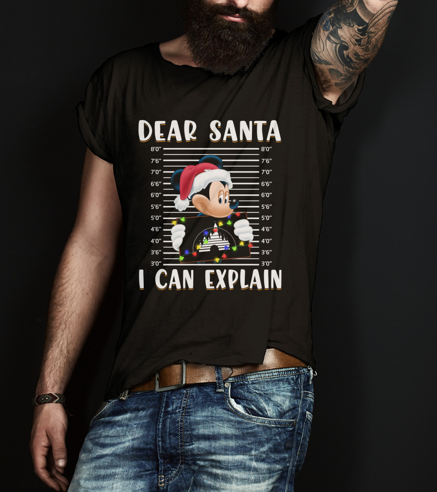 Dear Santa I Can Explain Mickey Christmas Mugshot T-Shirt