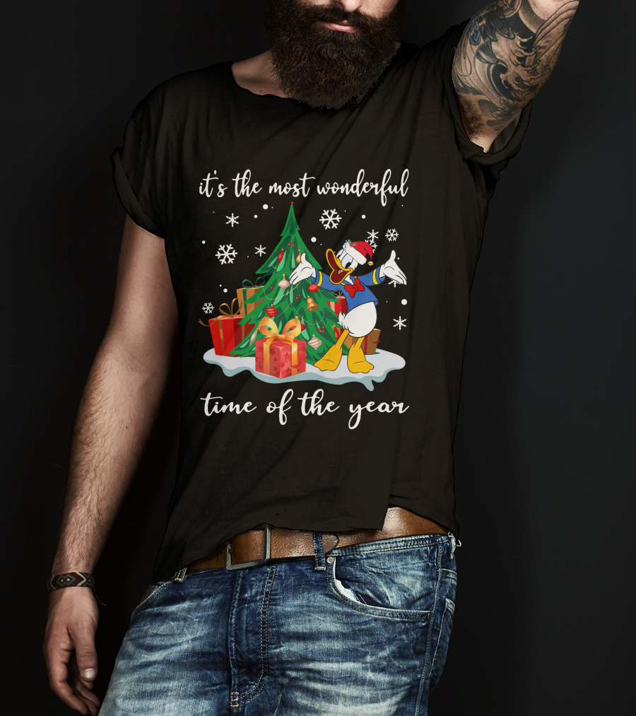 Donald It's The Most Wonderful Time Of The Year Christmas Tree And Gifts T-Shirt