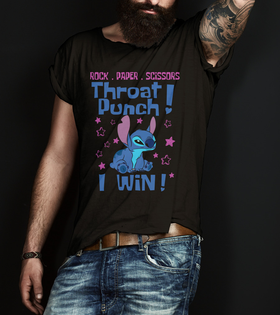 Rock Paper Scissors Throat Punch I Win Stitch T-Shirt