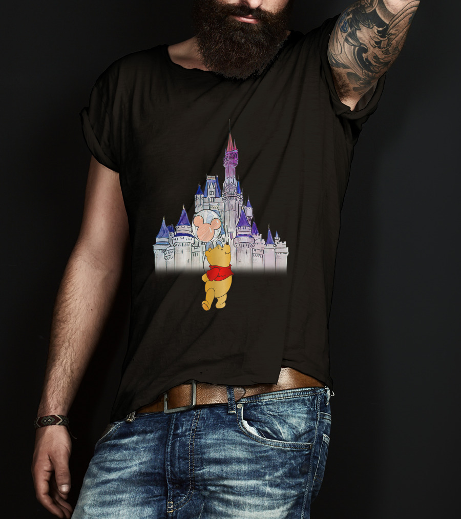 Winnie The Pooh Mickey Balloon Disney Castle T-Shirt