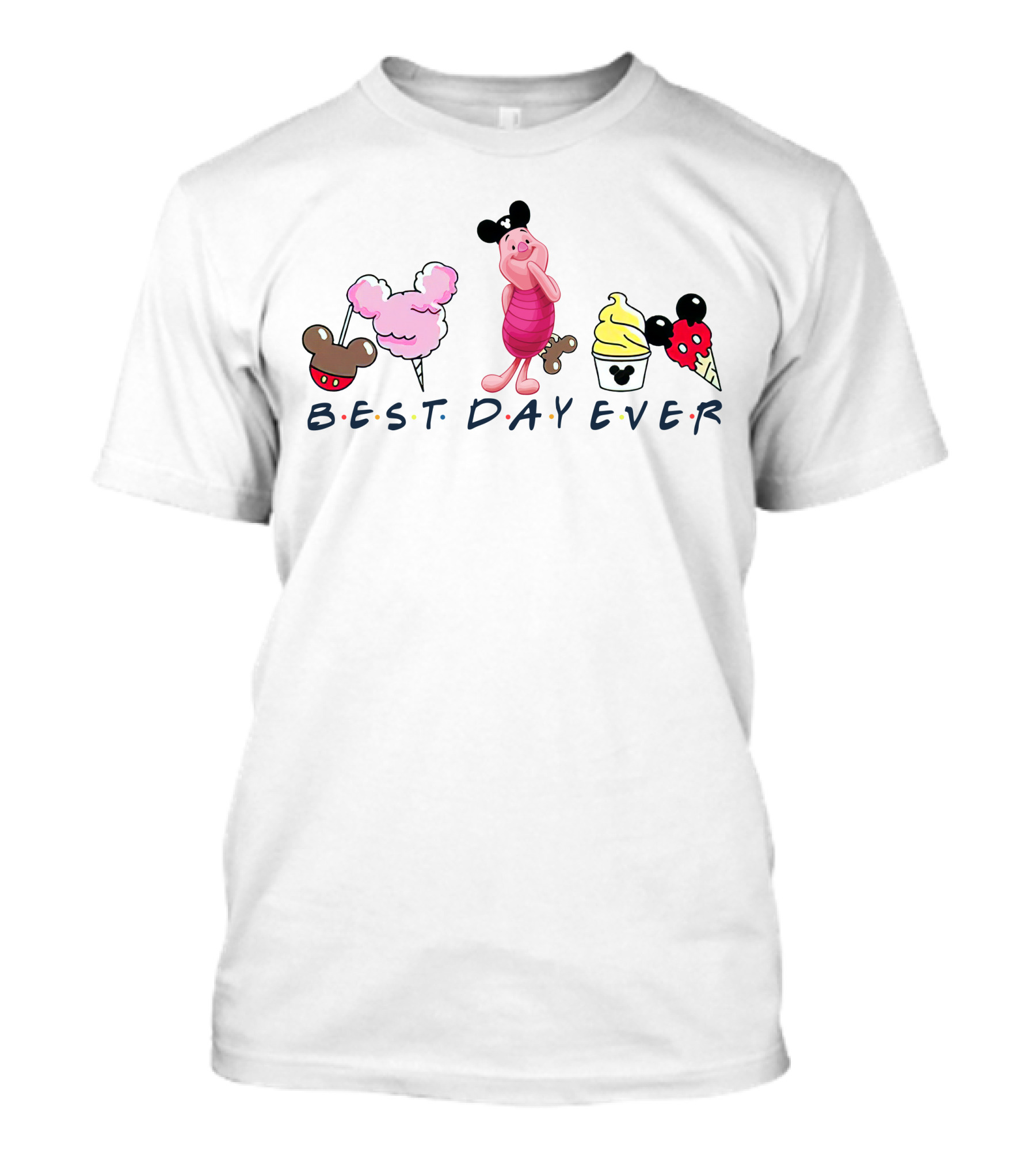 Best Day Ever Piglet Mickey Ears Ice Cream Cotton Candy T-Shirt