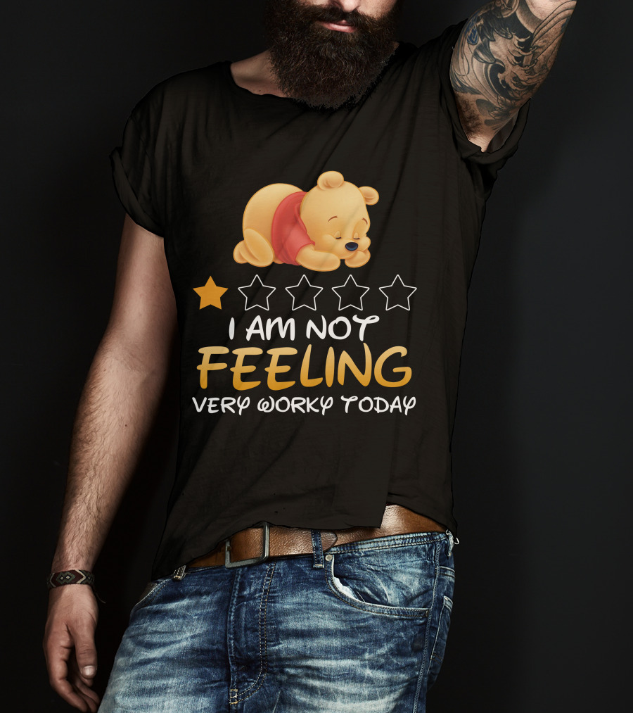 Pooh I Am Not Feeling Very Worky Today Sleeping Character Iconic Star T-Shirt