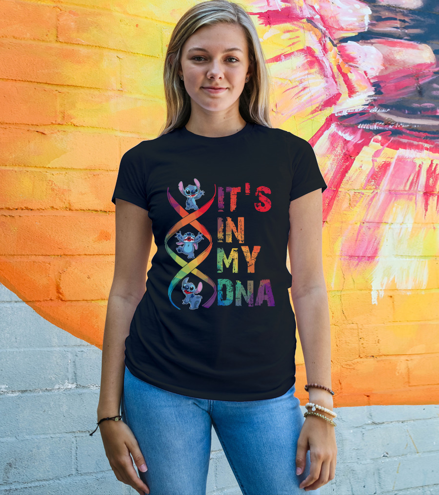 Stitch It's In My Dna Rainbow Dna Helix T-Shirt