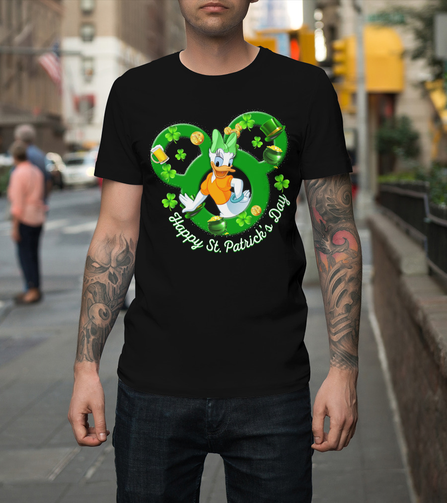 Happy St. Patrick's Day Daisy Duck Mickey Clover Gold T-Shirt