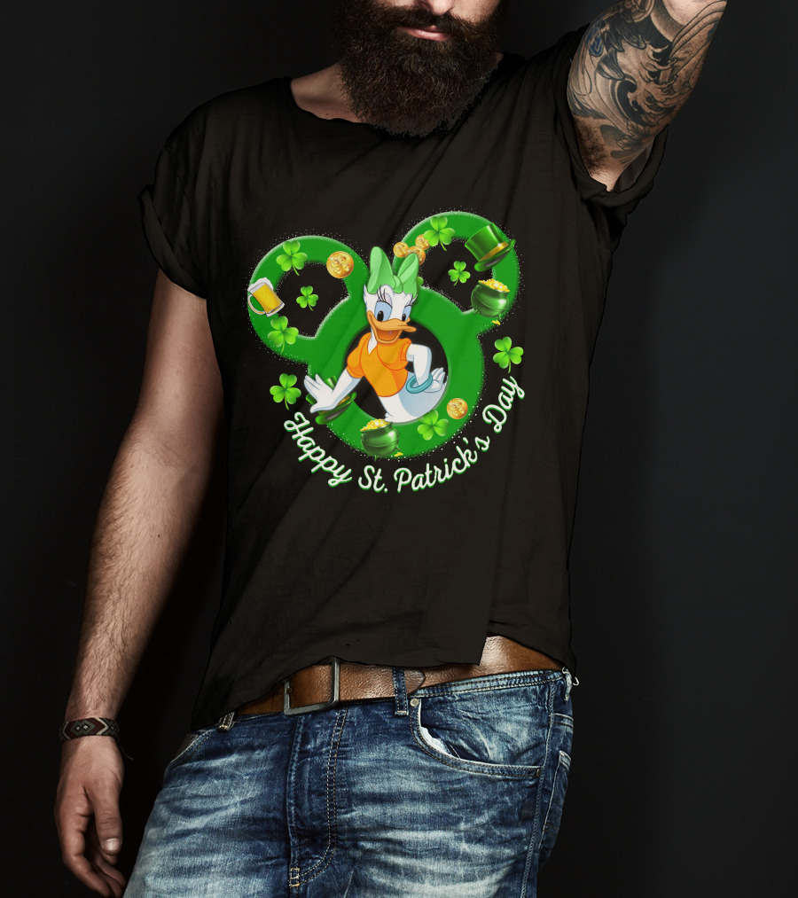 Happy St. Patrick's Day Daisy Duck Mickey Clover Gold T-Shirt