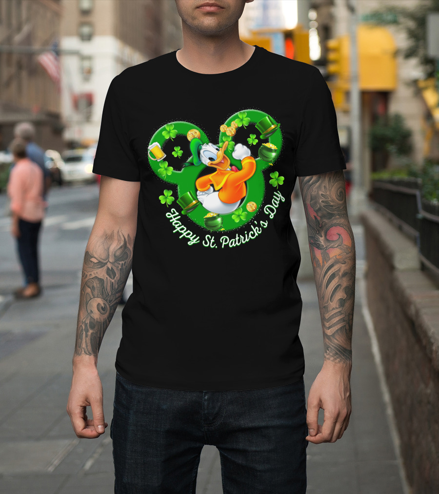 Happy St. Patrick's Day Donald Duck Shamrock Mickey Ears T-Shirt