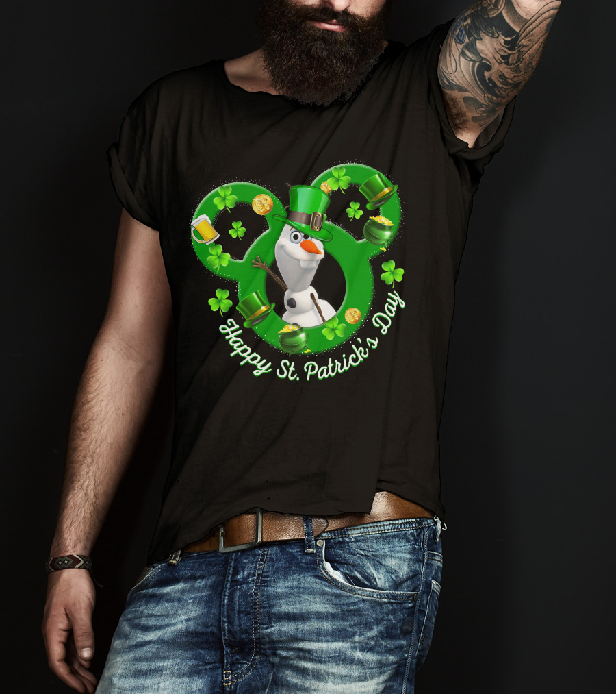Olaf Happy St. Patrick's Day Mickey Mouse Shamrocks And Hats T-Shirt