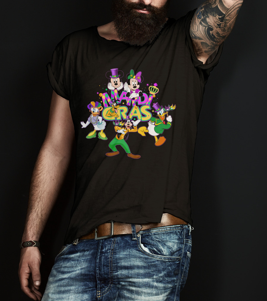 Mardi Gras Mickey Minnie Donald Daisy Goofy T-Shirt