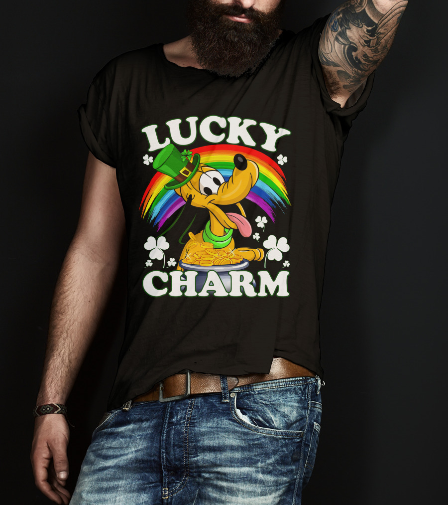 Pluto Lucky Charm Rainbow Coins Shamrock Hat T-Shirt