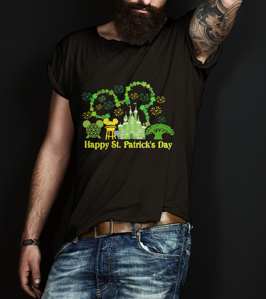 Happy St. Patrick's Day At Disney With Icons And Castles T-Shirt