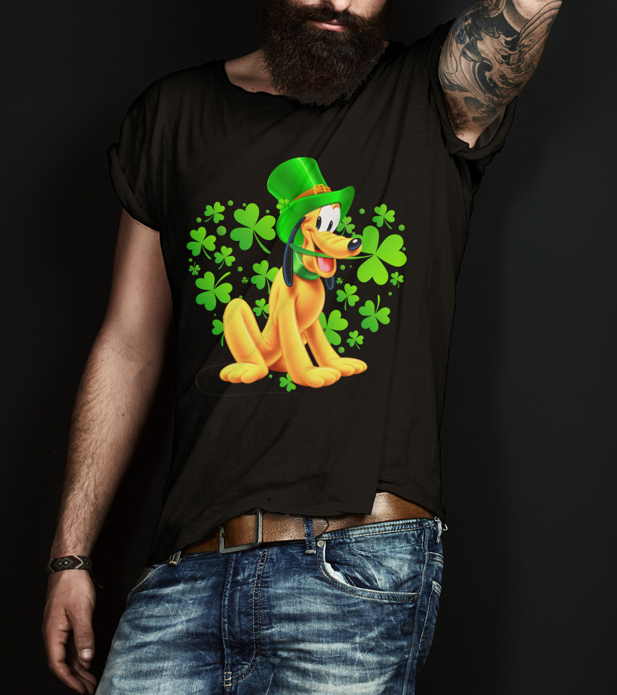 Pluto St. Patrick's Day Celebration With Green Shamrocks And Hat T-Shirt
