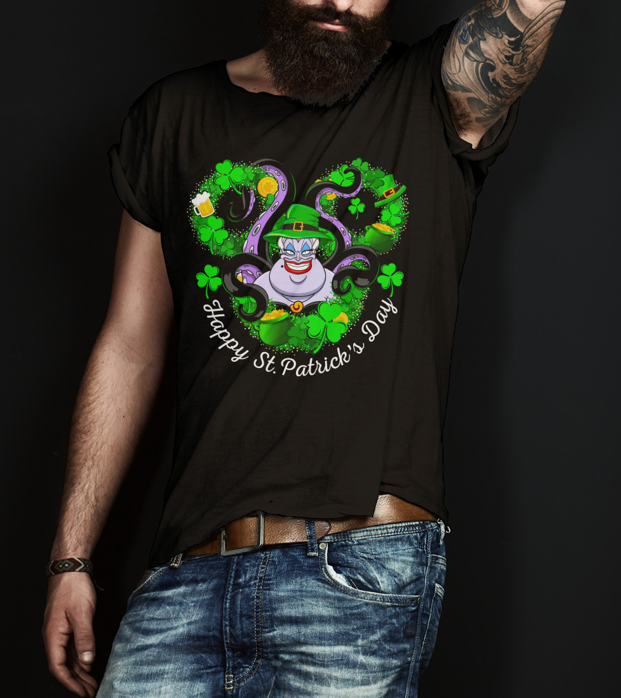 Ursula Happy St. Patrick's Day Clover Coins And Tentacles T-Shirt