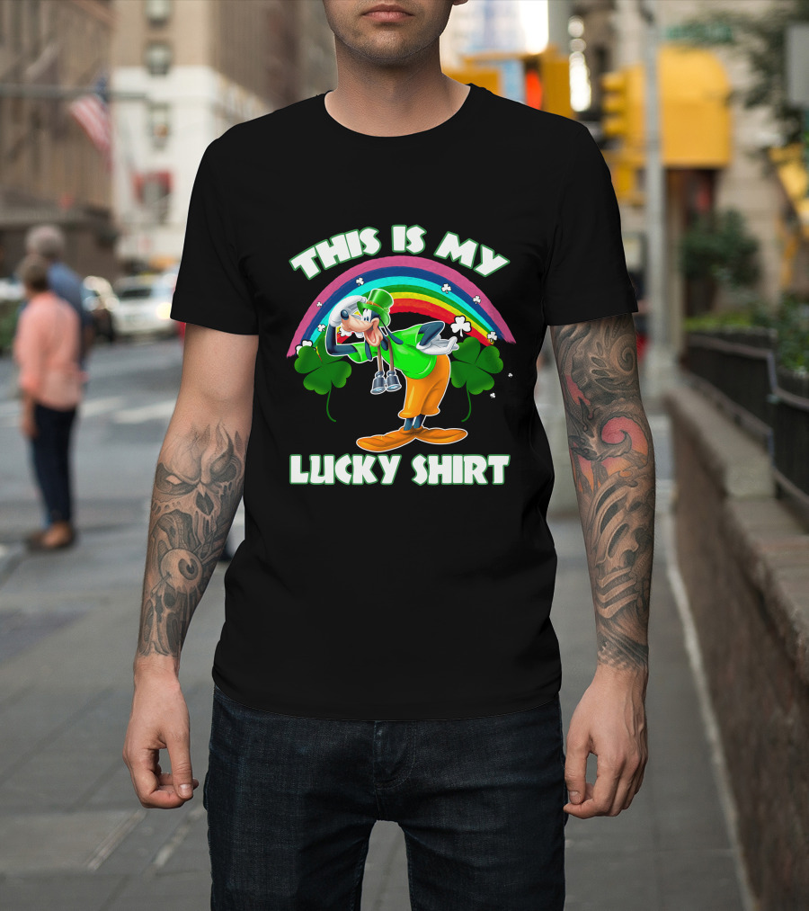 This Is My Lucky Shirt Goofy Rainbow Shamrocks T-Shirt