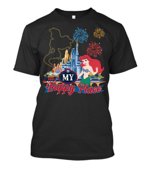 My Happy Place Disney Ariel Fireworks Castle T-Shirt