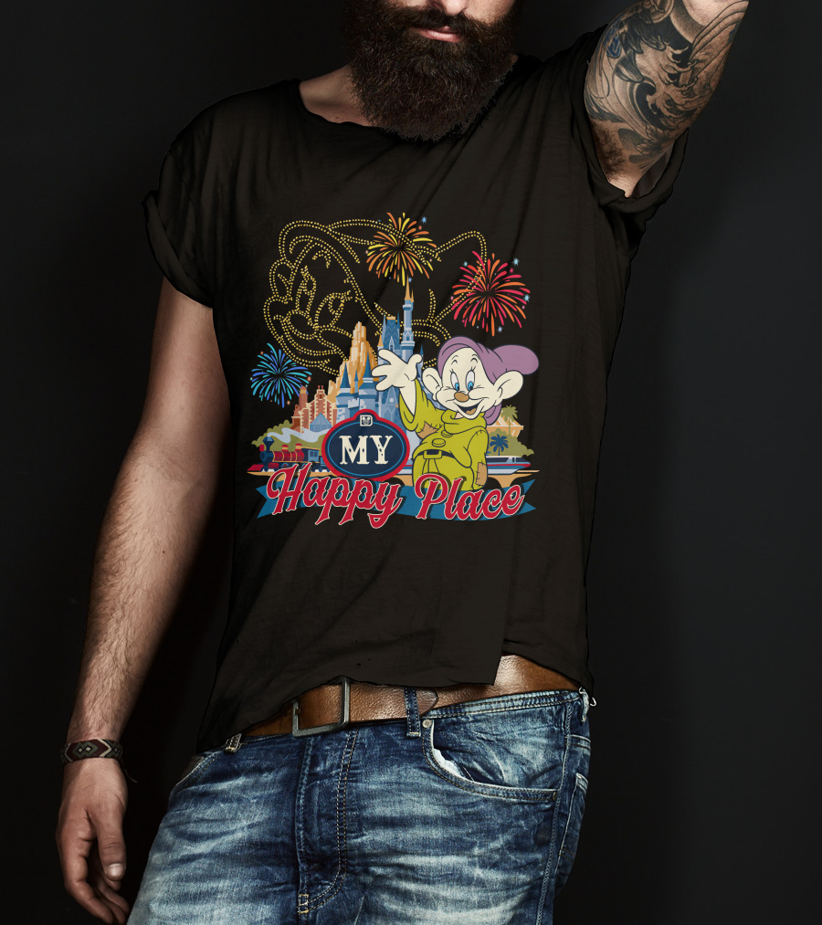 My Happy Place Dopey Fireworks Disney Castle T-Shirt