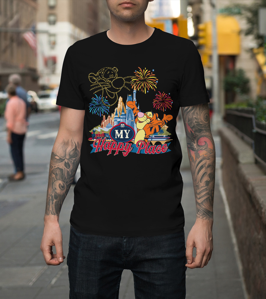 My Happy Place Tigger Castle Fireworks Celebration T-Shirt
