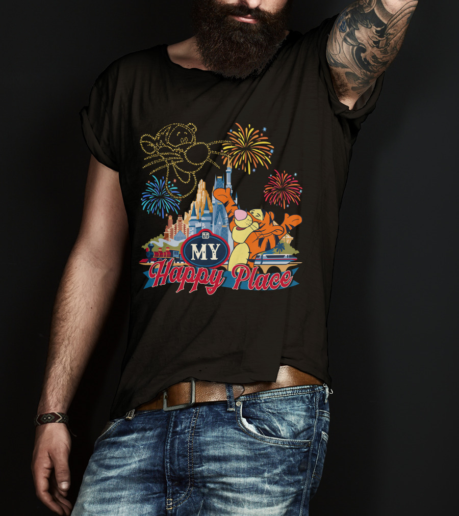 My Happy Place Tigger Castle Fireworks Celebration T-Shirt