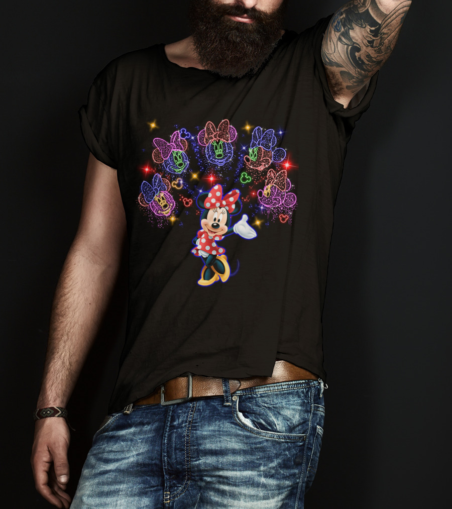 Disney Minnie Mouse Colorful Neon Lights Magic T-Shirt