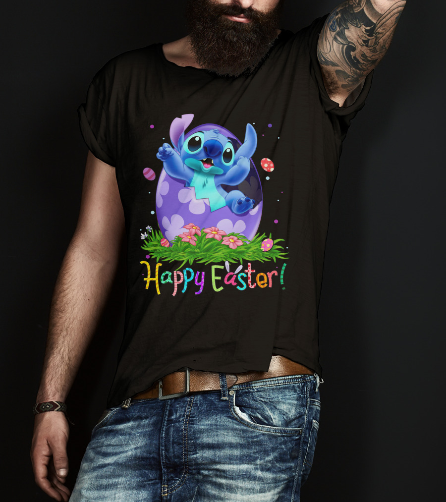 Stitch Happy Easter Egg Celebration T-Shirt