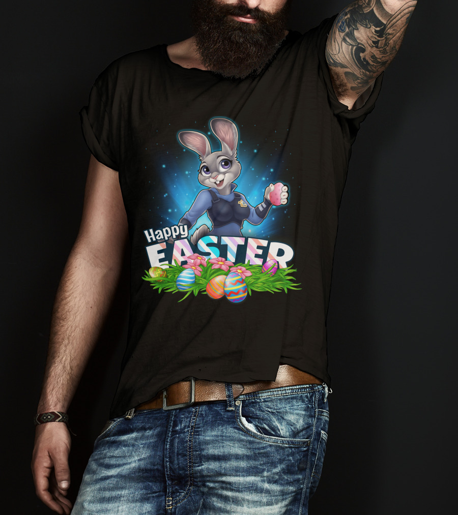 Happy Easter Judy Hopps With Colorful Easter Eggs T-Shirt