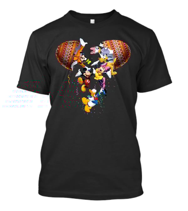 Mickey And Friends Colorful Celebration With Confetti And Patterns T-Shirt