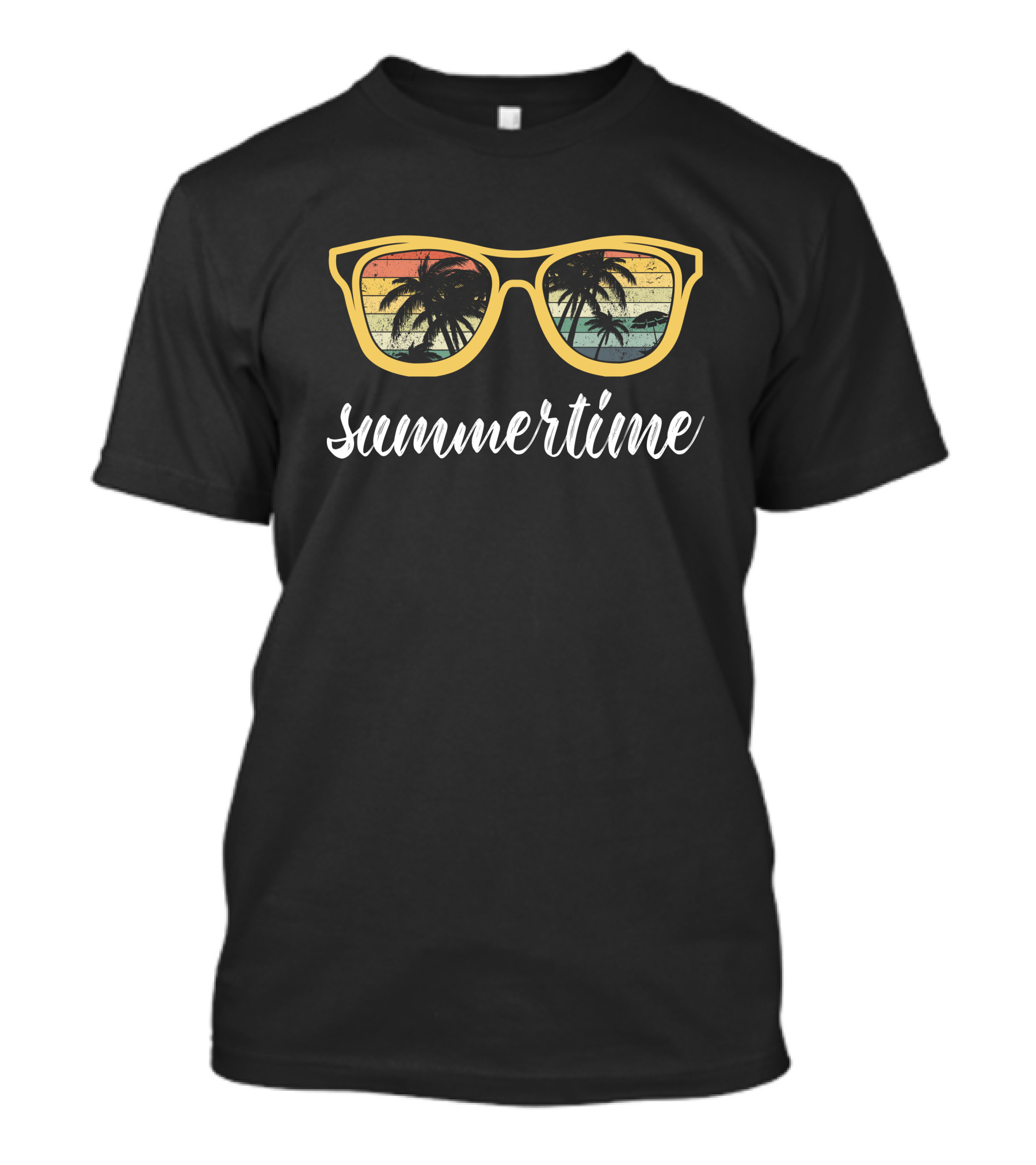 Summertime Sunglasses Palm Trees Retro T-Shirt