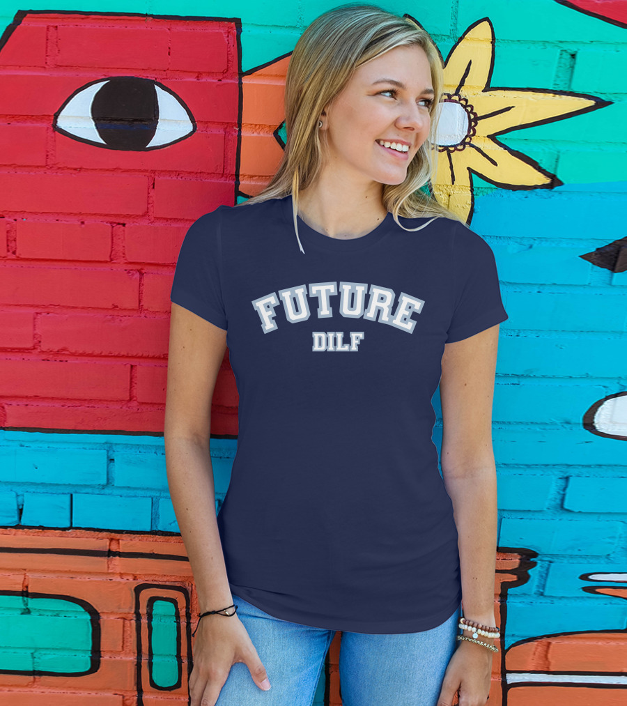 FUTURE DILF College Style Vintage Text T-Shirt