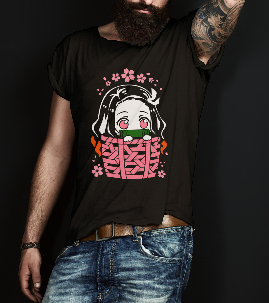 Nezuko Kamado Kimetsu No Yaiba Essentiel Cute Floral Basket T-Shirt