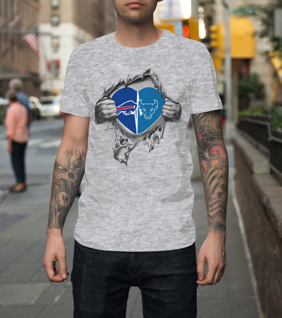 Buffalo Bills Buffalo Bulls Heart Symbol Fusion T-Shirt