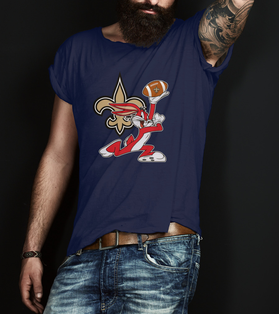 New Orleans Saints Bugs Bunny Football Fleur-de-Lis T-Shirt