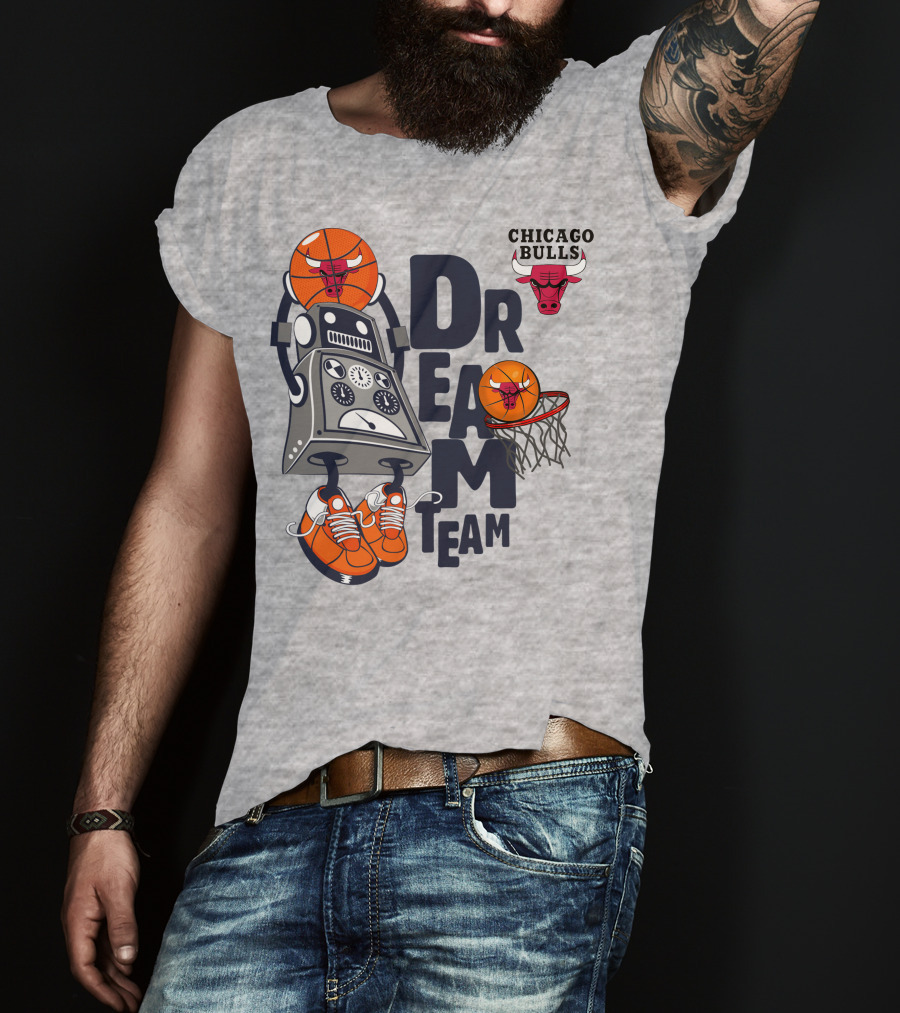 Chicago Bulls Dream Team Robot Dunking Basketball T-Shirt