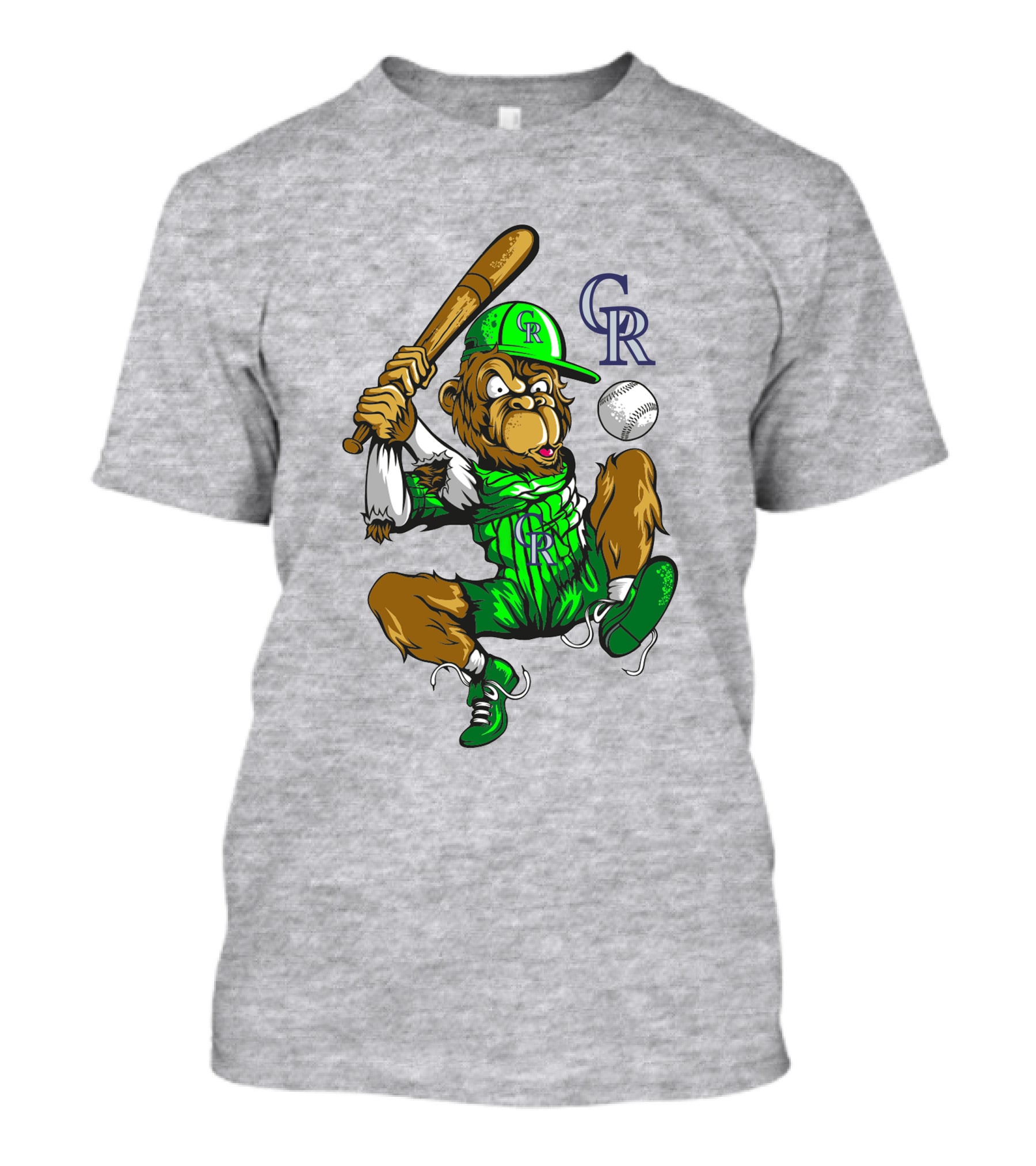Colorado Rockies Cr Baseball Monkey Batting T-Shirt