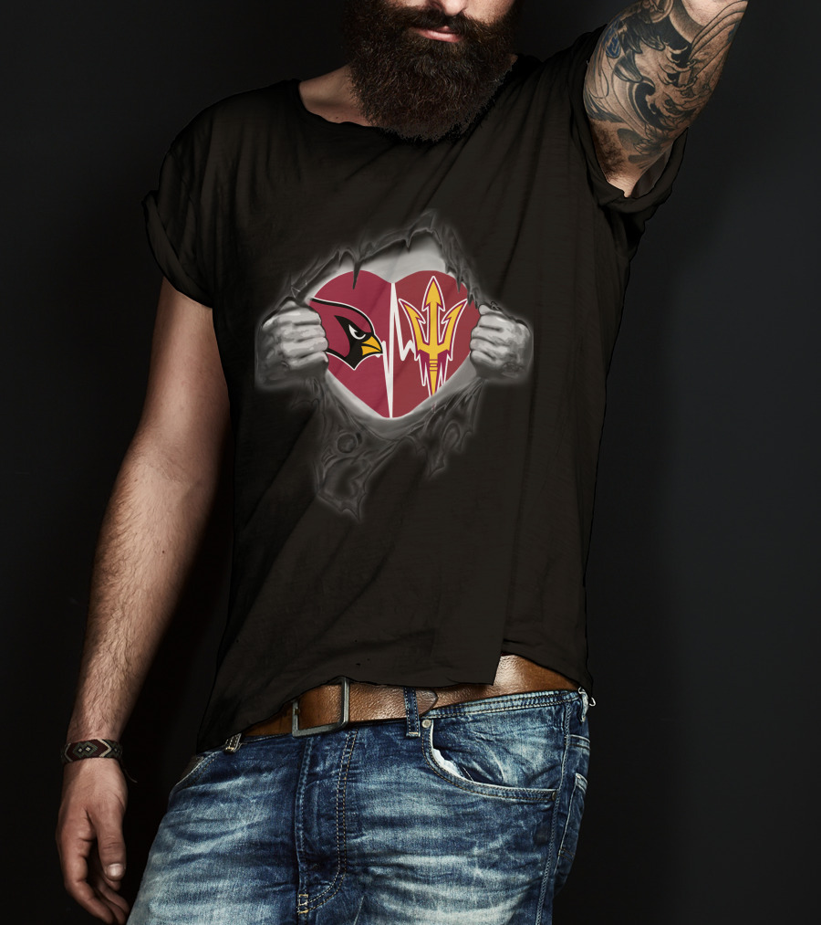 Arizona Cardinals Arizona State Sun Devils Heart Inside My Chest T-Shirt