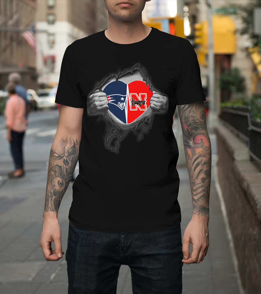 Patriots Huskers Heart Fan Loyalty Split T-Shirt