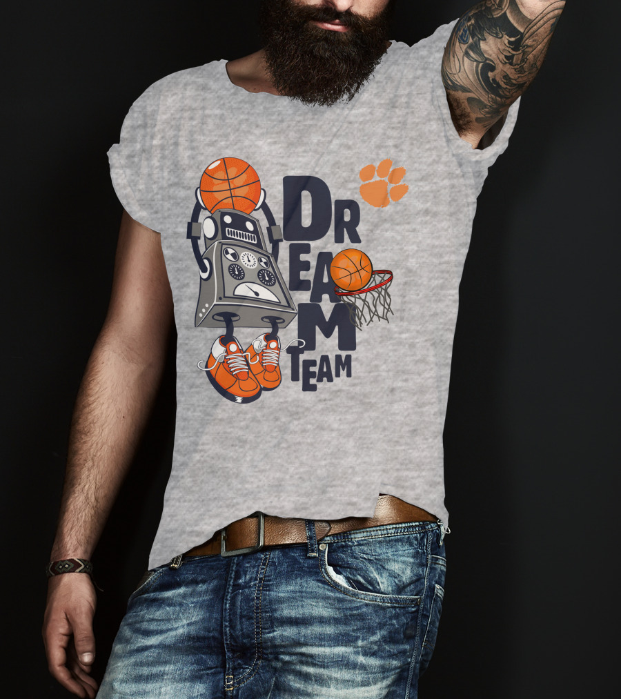 Clemson Dream Team Basketball Robot And Paw Print T-Shirt