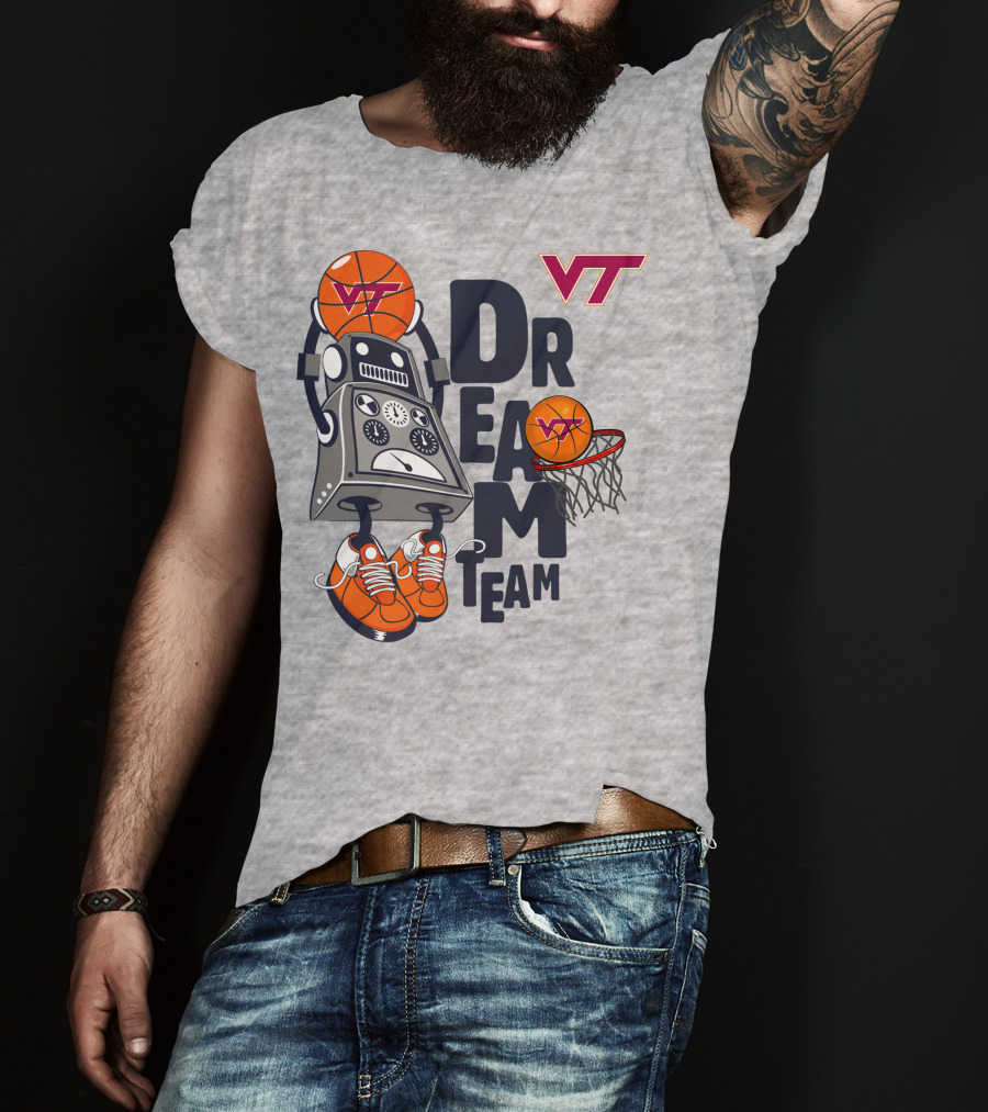 Virginia Tech Vt Dream Team Basketball Robot T-Shirt