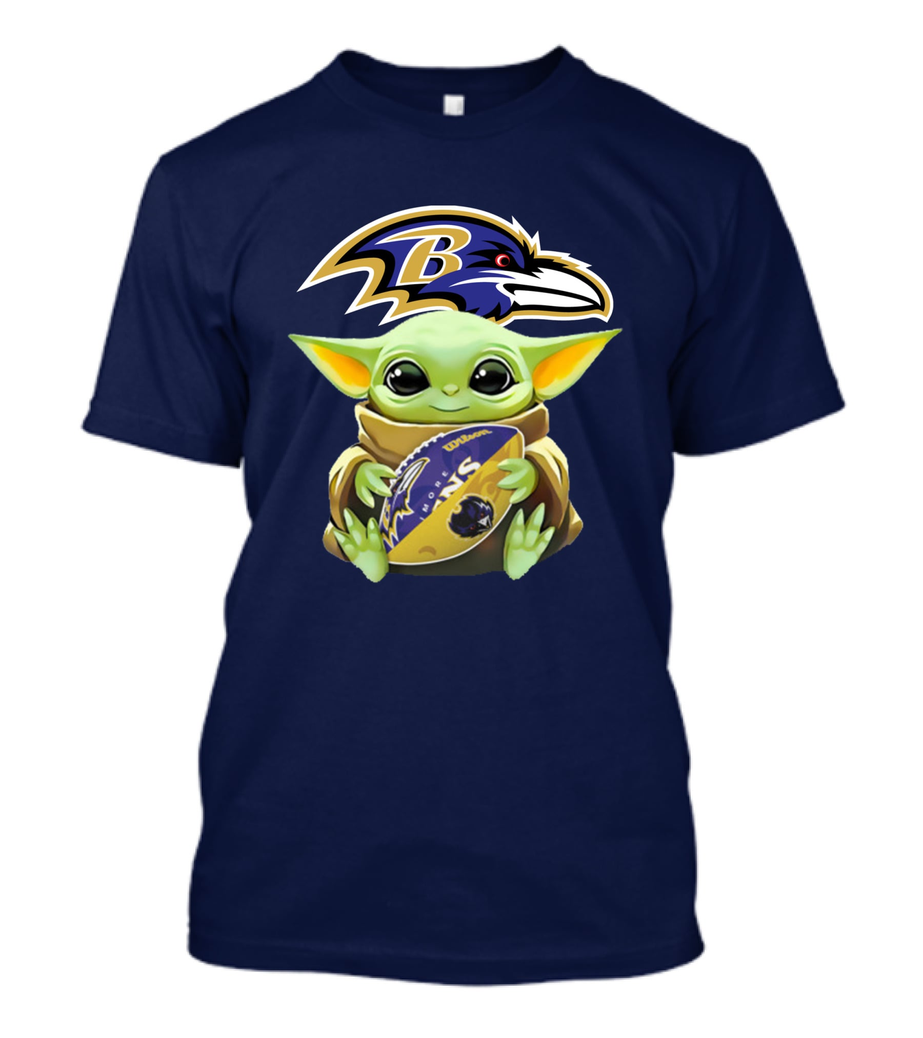 Baltimore Ravens Baby Yoda Holding Football With Team T-Shirt