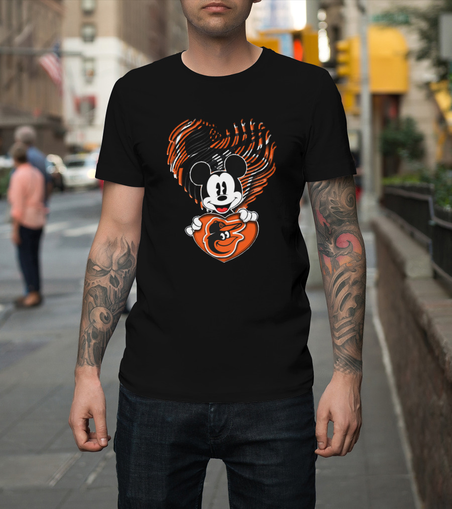 Baltimore Orioles Mickey Mouse Heart T-Shirt