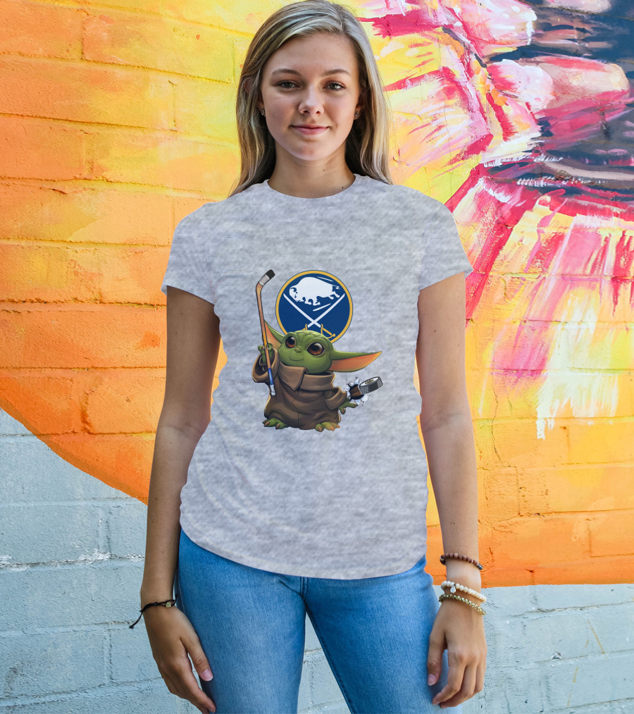 Buffalo Sabres Baby Yoda Hockey Stick And Puck T-Shirt