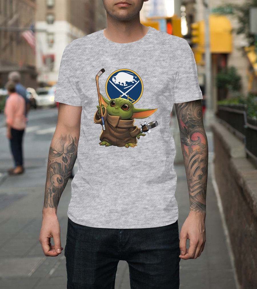 Buffalo Sabres Baby Yoda Hockey Stick And Puck T-Shirt