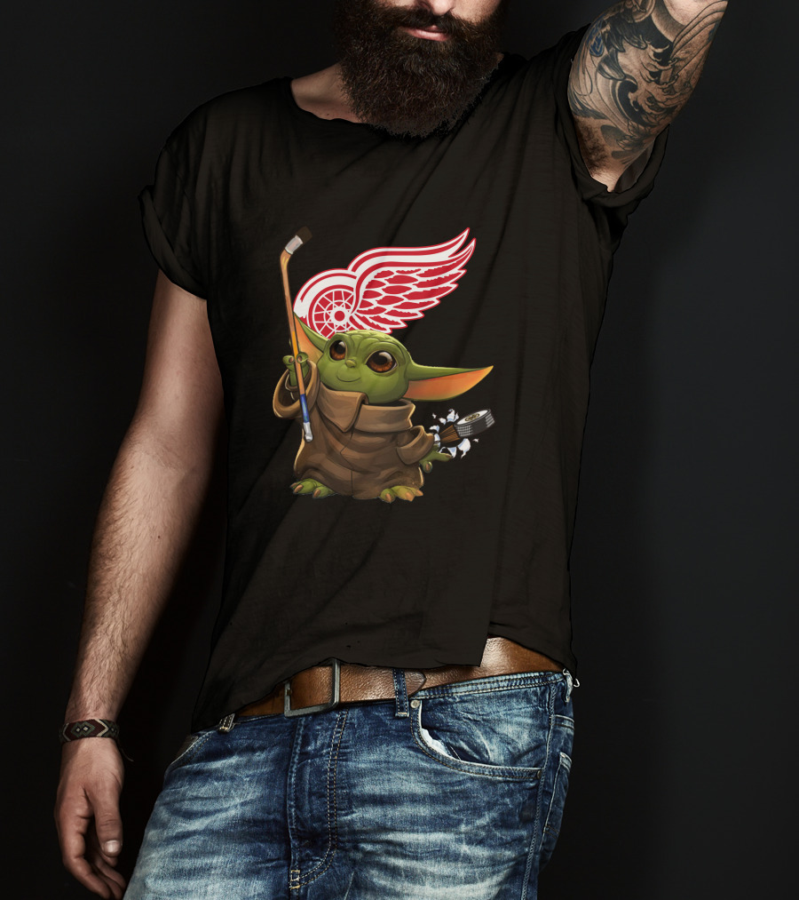 Detroit Red Wings Baby Yoda Hockey T-Shirt