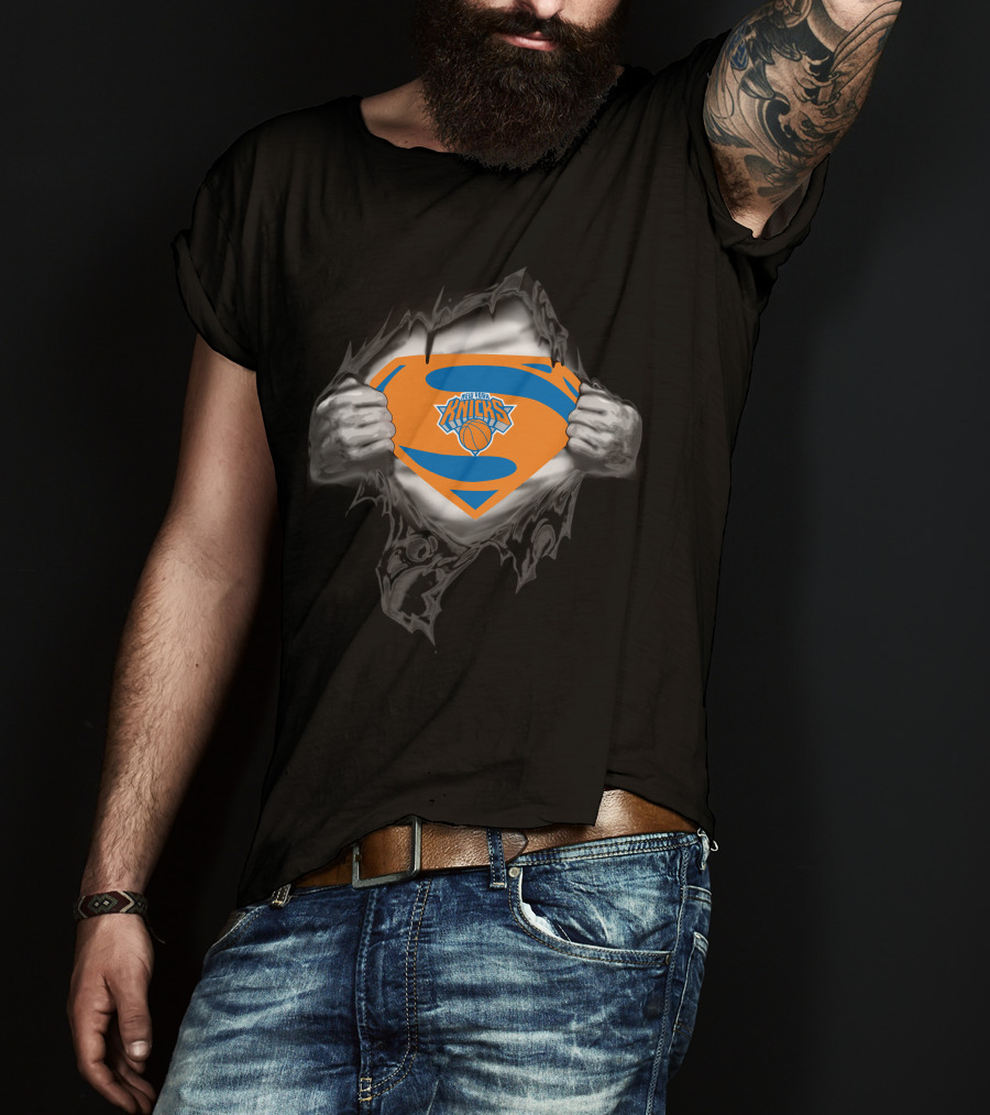 Knicks Superman Logo Basketball Fan Emblem T-Shirt
