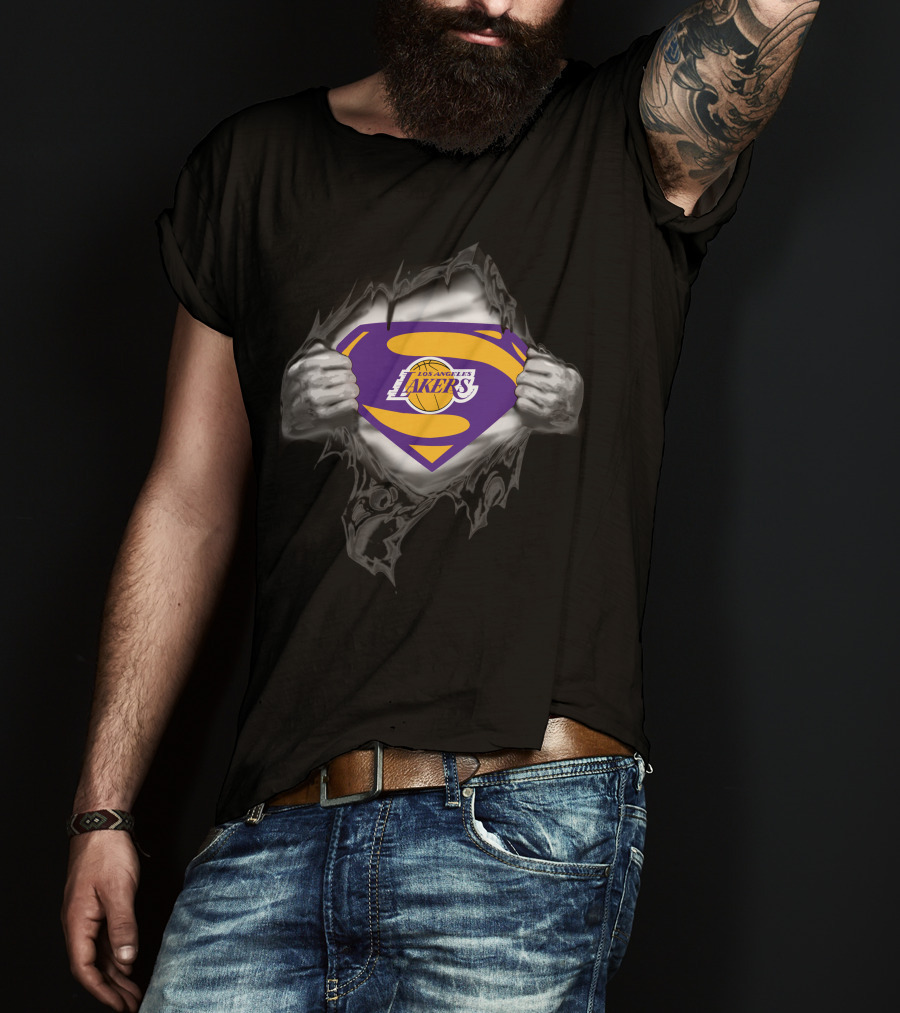 Los Angeles Lakers Superman Logo Basketball Superhero T-Shirt