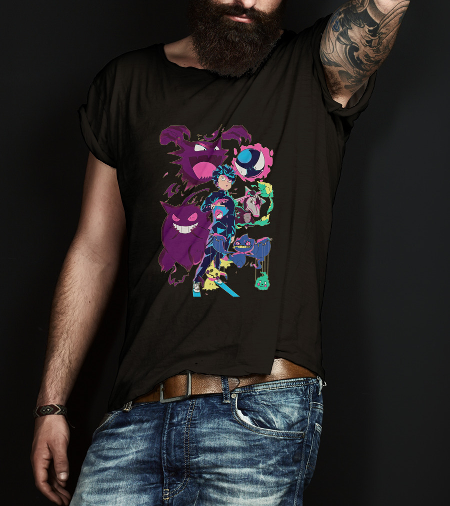 Jelly89 Limitee Pokemob Anime Character With Ghostly Creatures T-Shirt