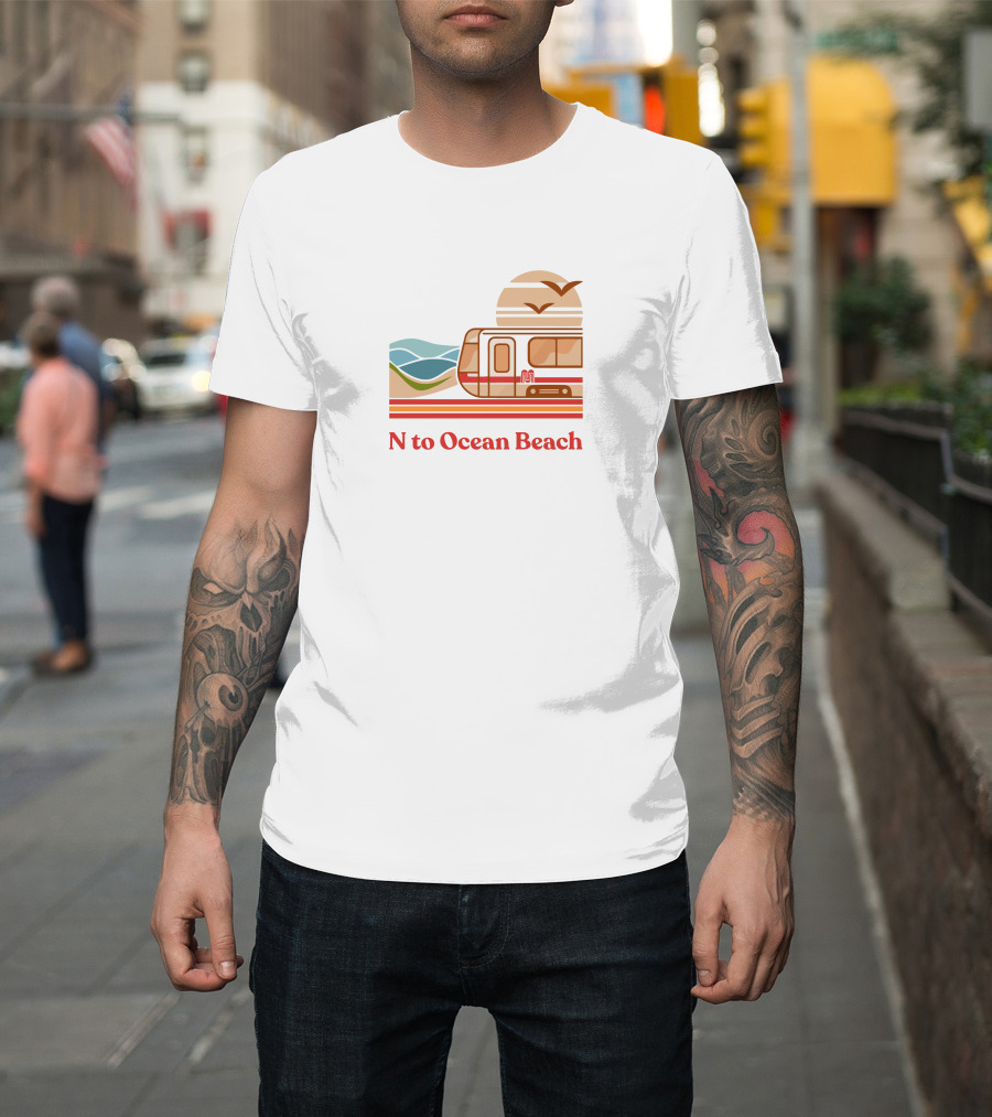 Chrisarvinsf N to Ocean Beach Tram with Scenic Coastline T-Shirt