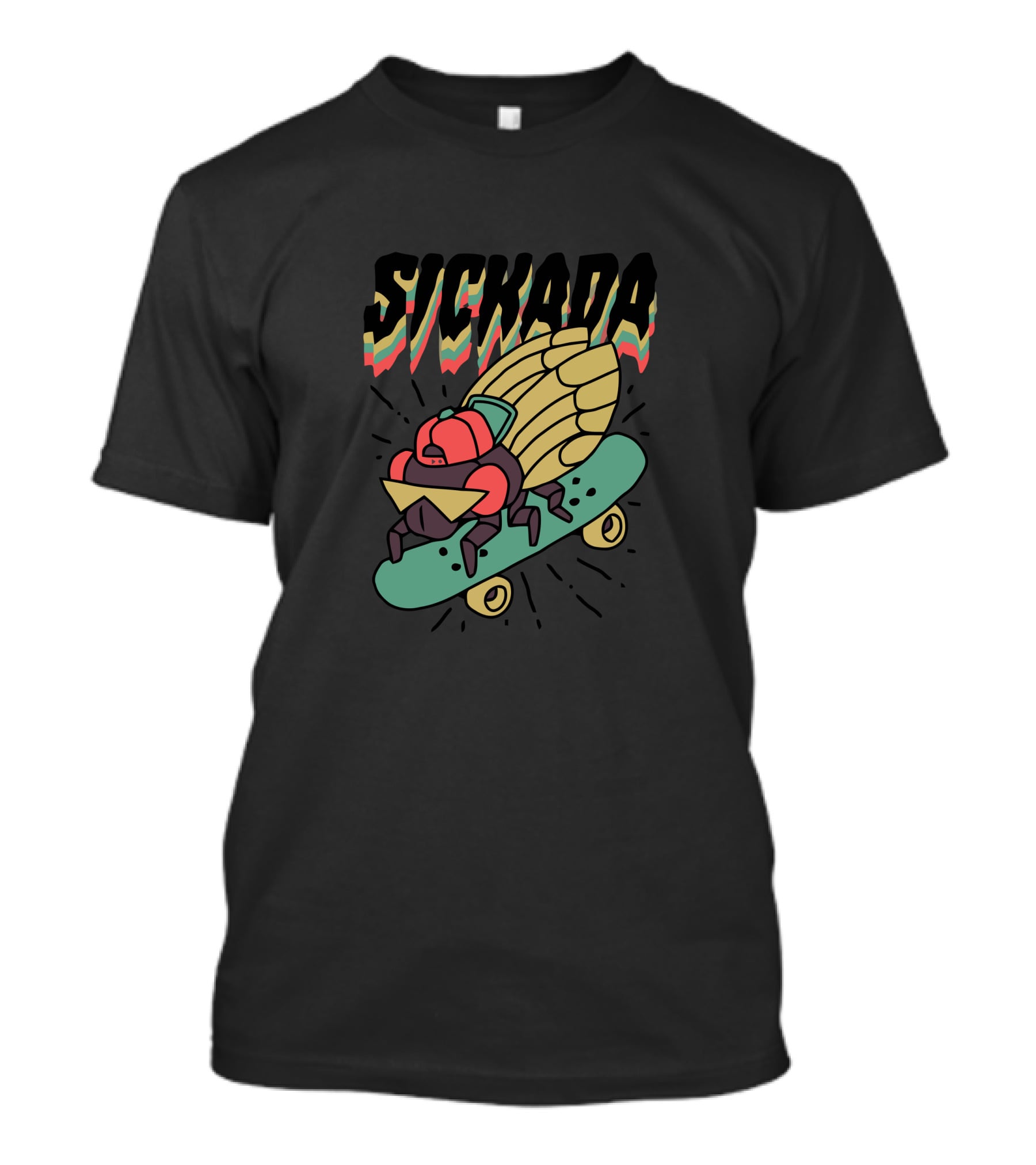 Sickada Sam King Cicada Skateboarding Fun T-Shirt